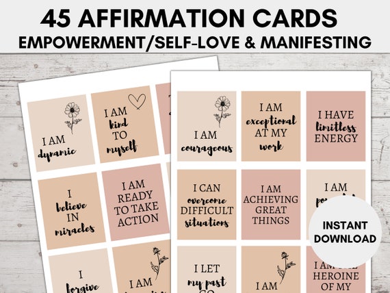Boho Affirmation Cards 45 Positive Inspiration Affirmation - Etsy