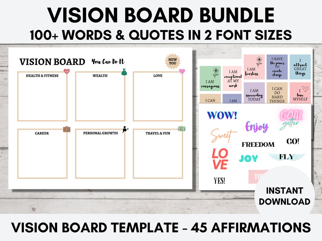 Vision Board Kit Printable 2023 Vision Board Bundle Vision - Etsy