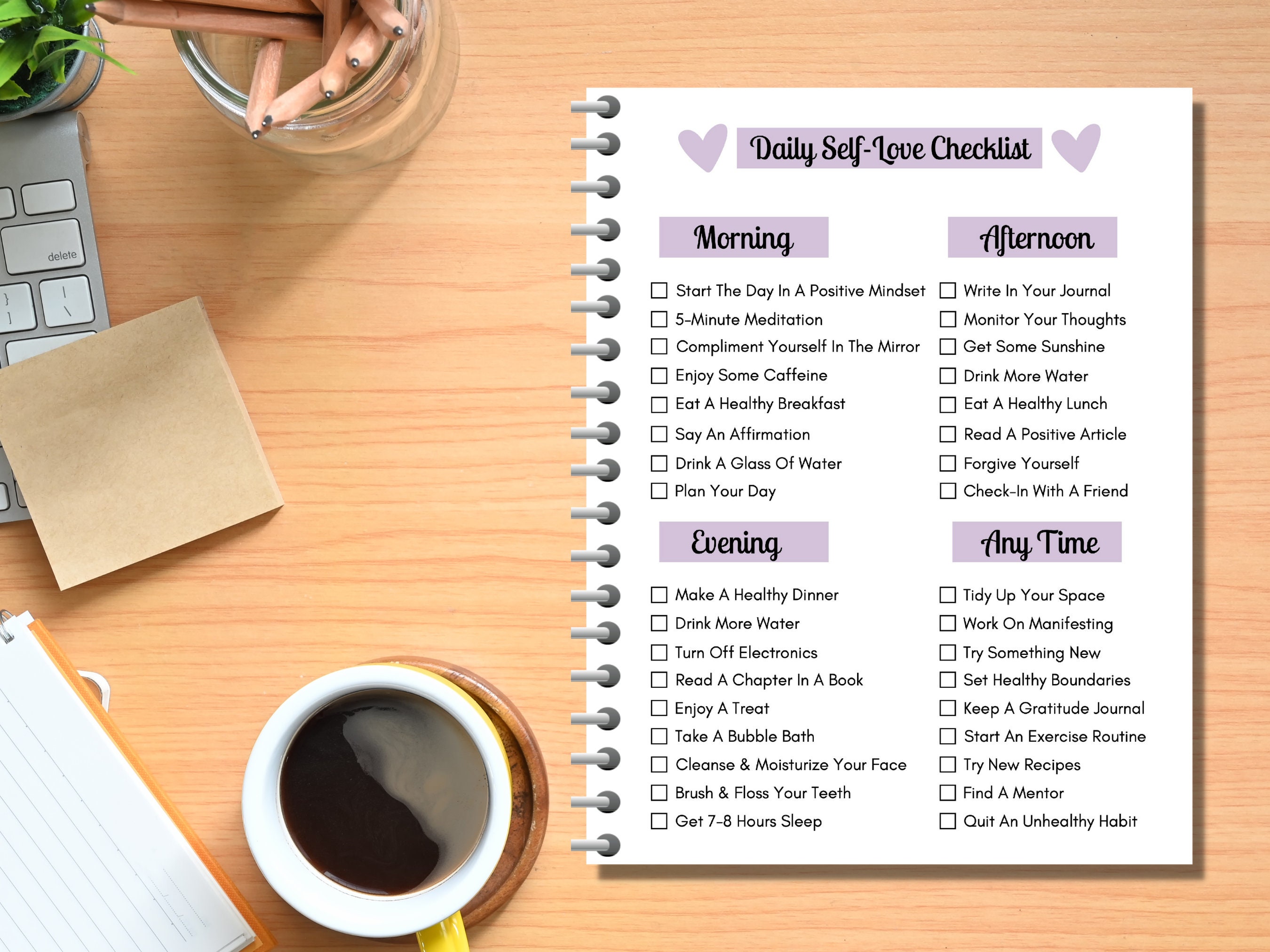 Self Love Checklist Printable PDF, Daily Routine Self Love, Daily Habit Tracker Printable ...
