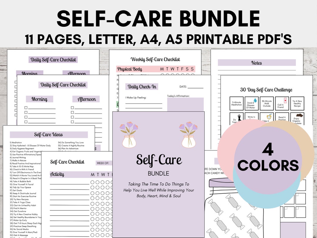 Self Care Checklist Printable BUNDLE 11-pack Self - Etsy