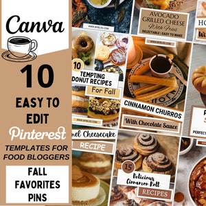 Pinterest Vorlagen Food Blogger, Pinterest Pin Vorlagen, Food Pins, Rezept Vorlage, Food Blogger Vorlage, 10 Herbst Favoriten Pins