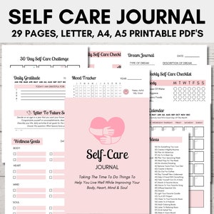 Self Care Journal Printable, Selbstfürsorge-Planer, Self Care Kit, Wellness-Planer, Psychische Gesundheit Journal, Stimmung Schlaf Tracker, Arbeitsbuch, PDFs