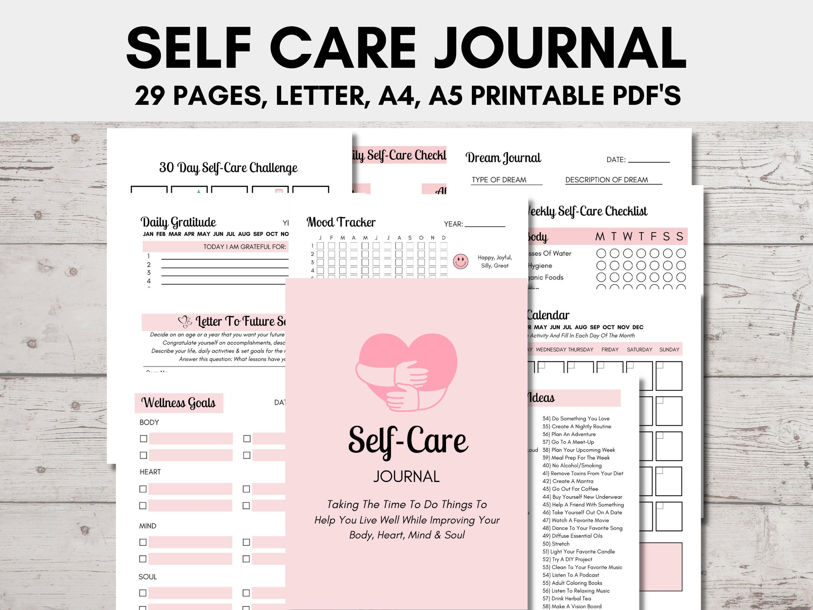 Self Care Journal Printable, Self Care Planner, Self Care Kit, Wellness ...