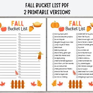 Puede incluir: Lista de deseos de oto&ntilde;o imprimible con dos columnas de actividades para hacer en oto&ntilde;o. La lista incluye actividades como visitar un huerto de calabazas, dar un paseo en un carro de heno, asistir a un festival de oto&ntilde;o y hacer compota de manzana casera. La lista est&aacute; decorada con ilustraciones de tem&aacute;tica oto&ntilde;al como calabazas, hojas y un espantap&aacute;jaros.