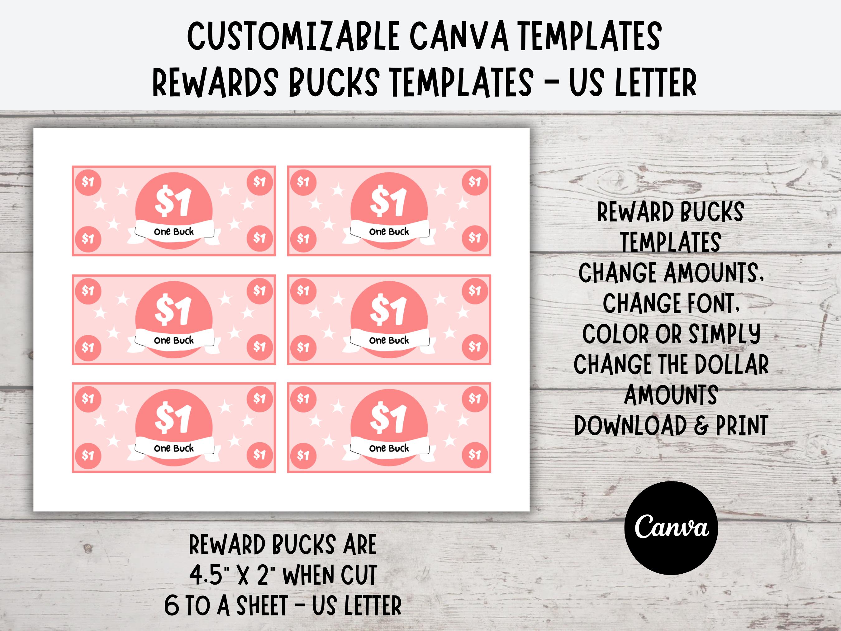 Reward Bucks for Kids, Reward Bucks Printable, Reward Chart, Good ...
