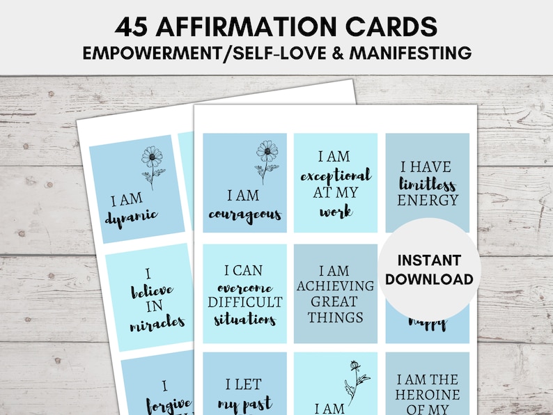 Positive Affirmation Cards Printable, Daily Affirmation Cards, Self ...