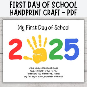 Handafdruk eerste dag van school, 2025, handafdrukkunst terug naar school, handafdrukgedicht kleuterschool