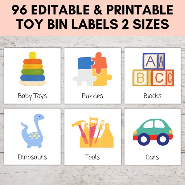 Toy Bin Labels, EDITABLE & PRINTABLE Toy Bin Storage Labels, Visual Pictures Download, Montessori, Homeschool Pre-K Classroom Organization