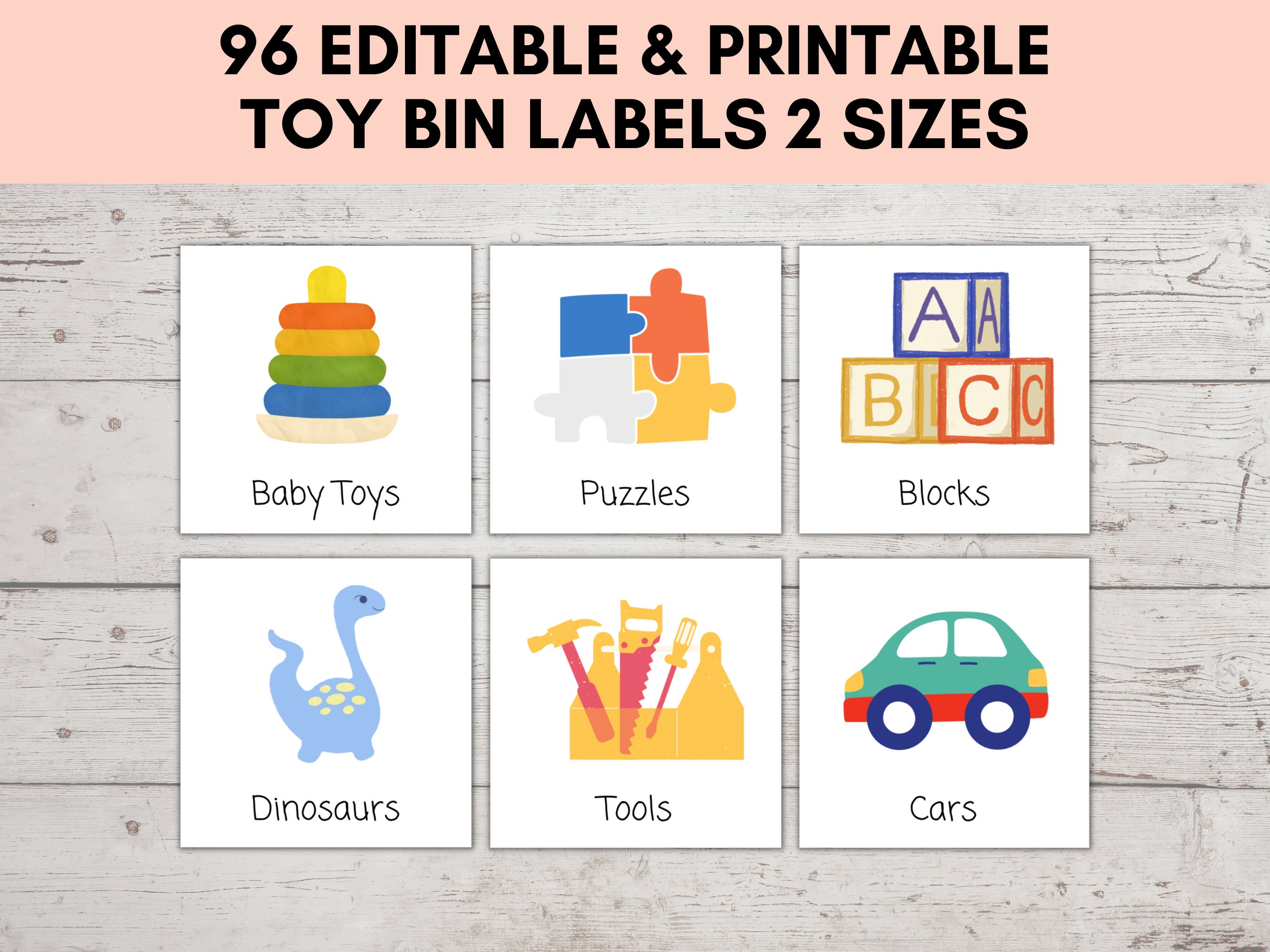 Toy Bin Labels, EDITABLE & PRINTABLE Toy Bin Storage Labels, Visual