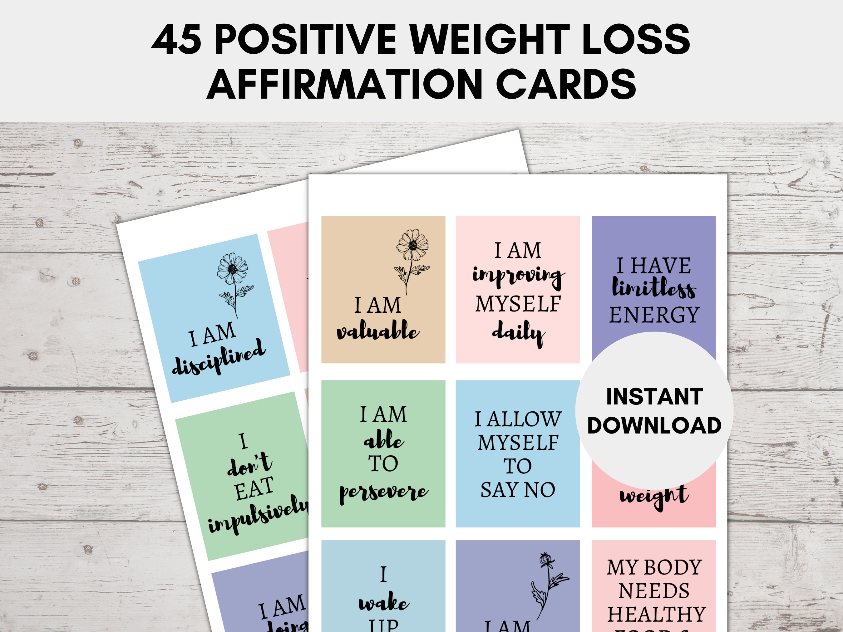 Buy Affirmation Cards for Weight Loss, Fitness Affirmation Cards Printable,  Affirmations for Positive Body Image, 45 Positive Affirmations Online in  India - Etsy, image size:2700x2025