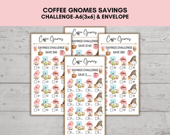 Savings Challenge Low Income, Low Income Savings Challenge, Mini Savings Challenge Printable, A6 Savings Challenge Printable COFFEE GNOMES