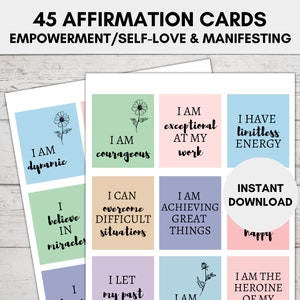 45 Positive Inspiration Affirmation Cards, Words of Encouragement Cards ...