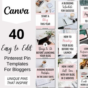 Pinterest Templates Blogger, Blogger Pinterest Pins, Blog Pinterest Marketing, Editable Pinterest Pins, Blogger Templates For Canva Pink
