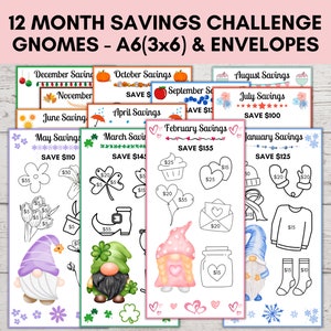 Monthly Savings Challenge Low Income, Low Income Savings Challenge, Mini Savings Challenge Printable, A6 Savings Challenge Printable GNOMES