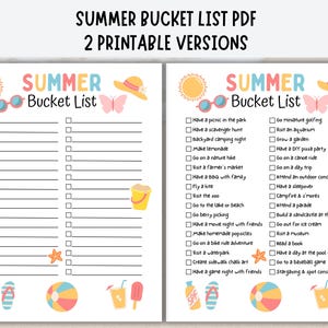 Summer Bucket List Printable, Editable Summer Bucket List, Bucket List Template, Summer Template For Kids, Summer Activities Checklist image 2