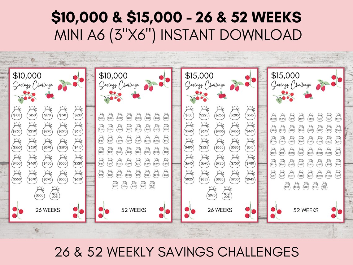 A6 Savings Challenge Printable Savings Challenge Bundle A6 - Etsy
