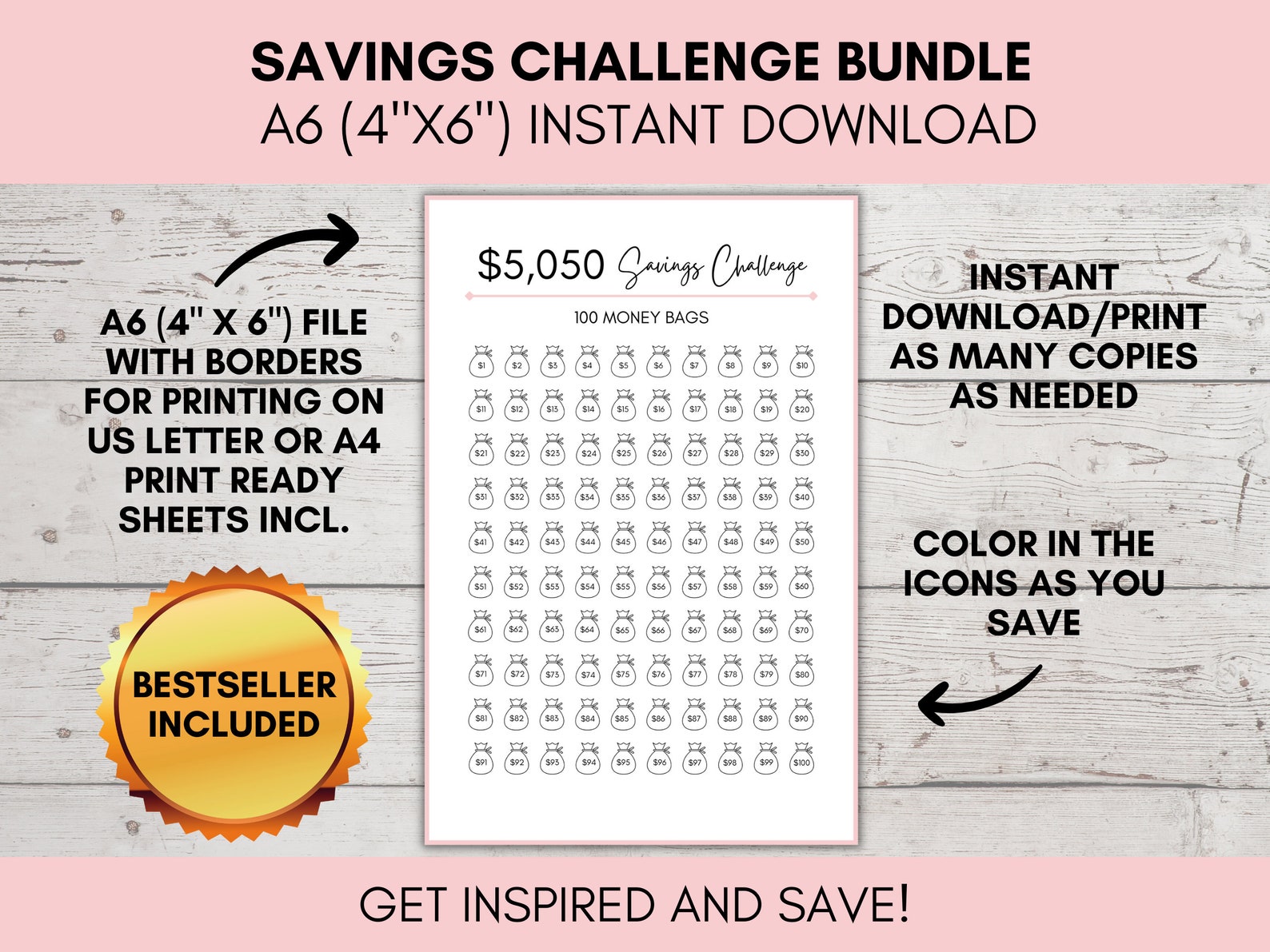 Savings Challenge Printable, Savings Challenge Bundle, 100 Envelope ...