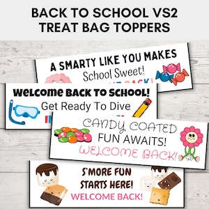 Back To School Treat Bag Topper, First Day of School Cookie Topper, Back To School Toppers VS2, 1st Day of School Cookies, Snack-Sized Bags
