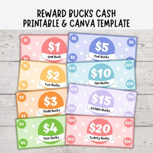 Reward Bucks For Kids, Editable Mom Bucks, Reward Bucks Printable, Good Behavior Bucks Editable, Printable & Canva Templates