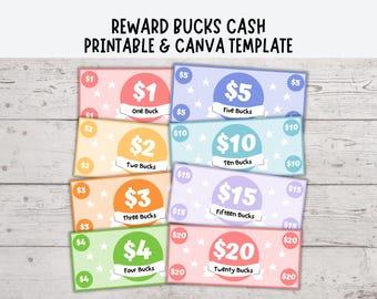 Reward Bucks For Kids, Editable Mom Bucks, Reward Bucks Printable, Good Behavior Bucks Editable, Printable & Canva Templates