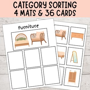 Category Sorting 2, Speech Therapy, Sorting Objects Into Categories, Autism Visuals, Montessori Matching Activity