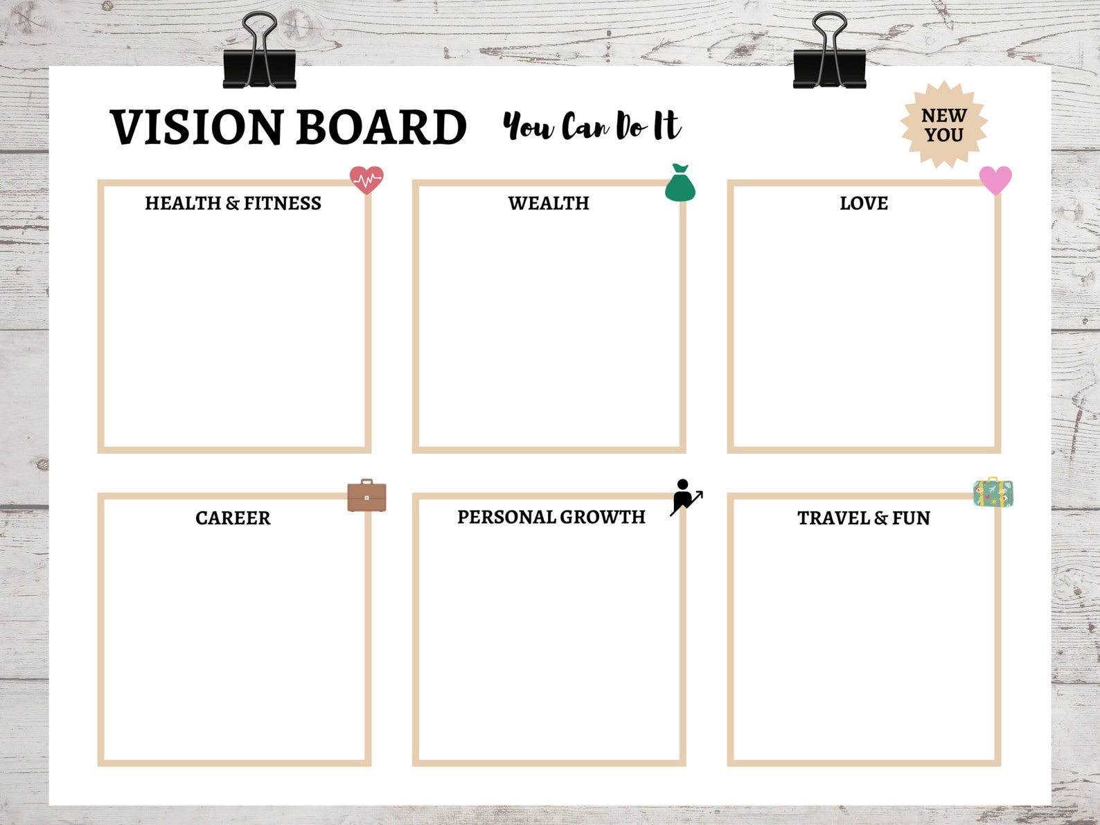 Vision Board Template, Goal Board, Dream Board, Instant Download 300 ...