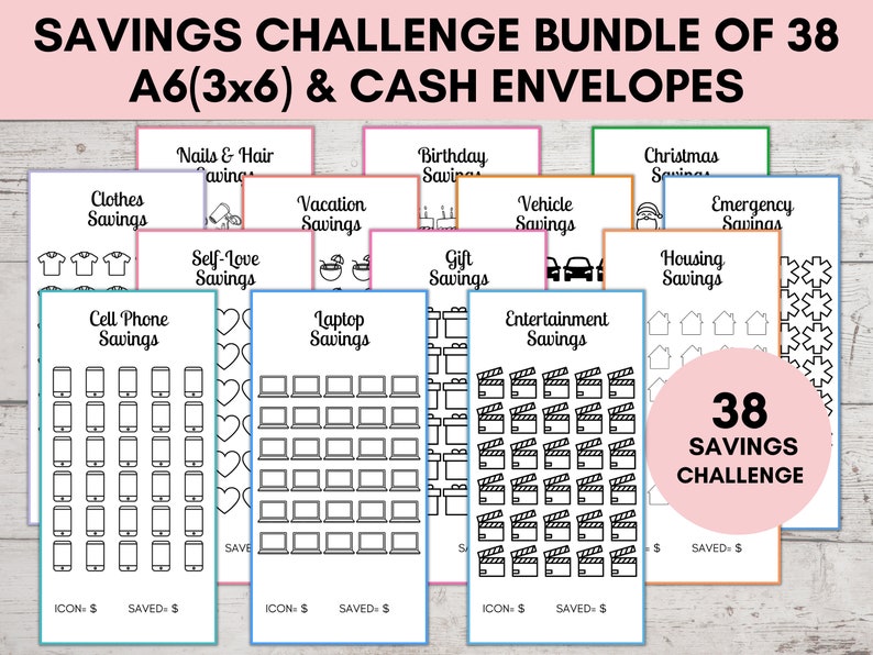 Savings Challenge Printable A6 Savings Challenge Bundle A6 - Etsy