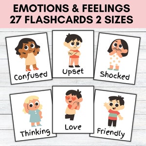 Tarjetas didácticas de emociones, Tarjetas didácticas de sentimientos, Tarjetas didácticas imprimibles, Materiales Montessori, Póster de sentimientos, Rincón calmante, Gráfico de 27 sentimientos