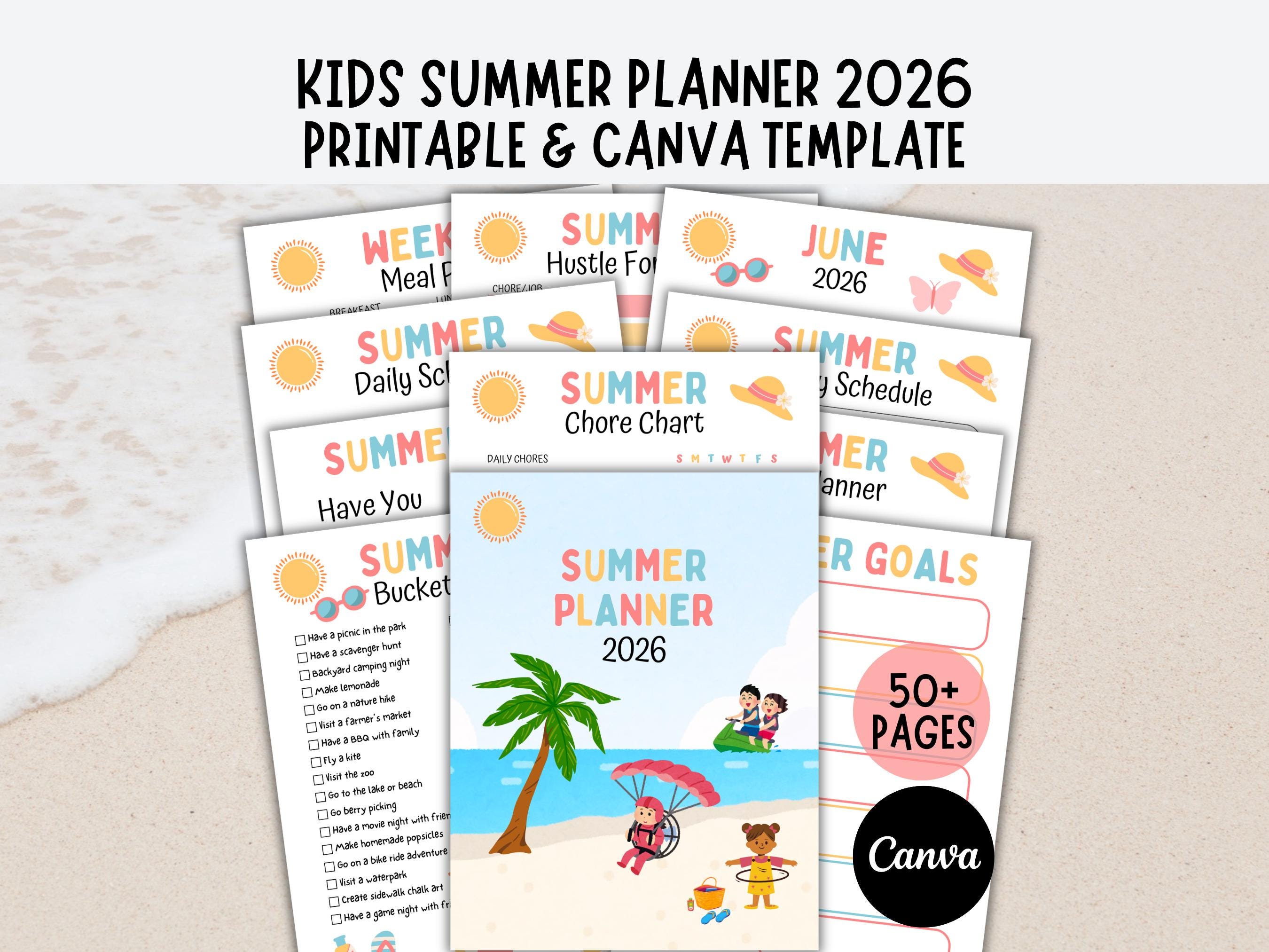 Summer Planner for Kids 2026, Printable and Editable Canva Template ...