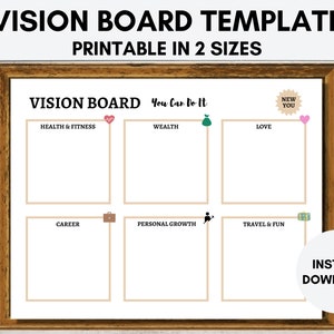 Vision Board Template Goal Board Dream Board Instant - Etsy