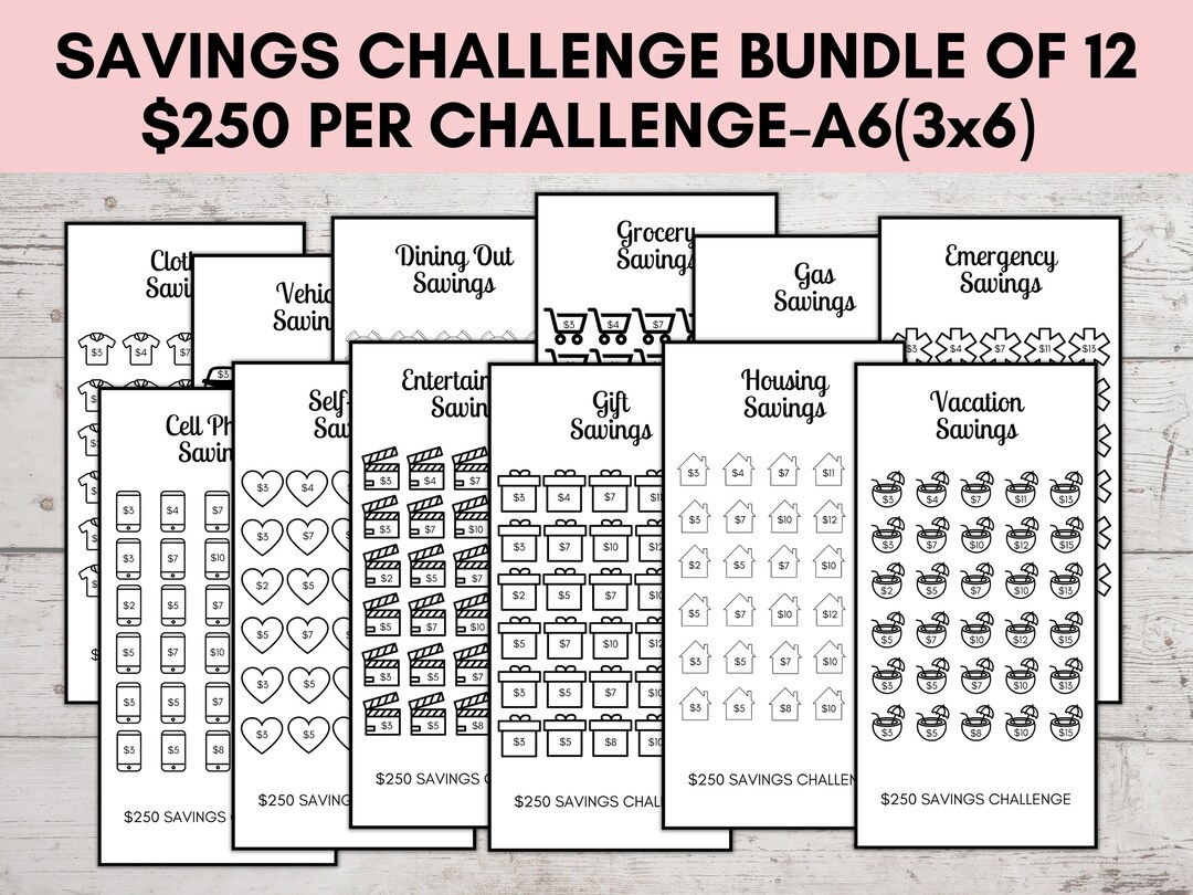 Savings Challenge Printable A6 Savings Challenge Bundle A6 - Etsy