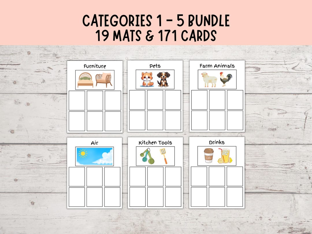 Category Sorting Bundle 1-5, Speech Therapy, Sorting Objects Into ...