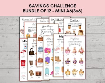 Mini Savings Challenge, Low Income Savings Challenge, A6 Saving Trackers, Budget Binder, Finance Planner, Savings Challenge Bundle of 12