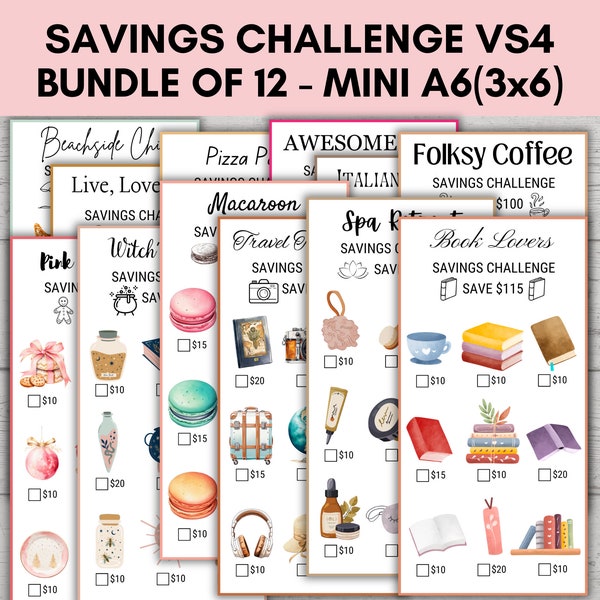 A6 Savings Challenge Printable, Savings Challenge Bundle, A6 Sized Mini ...