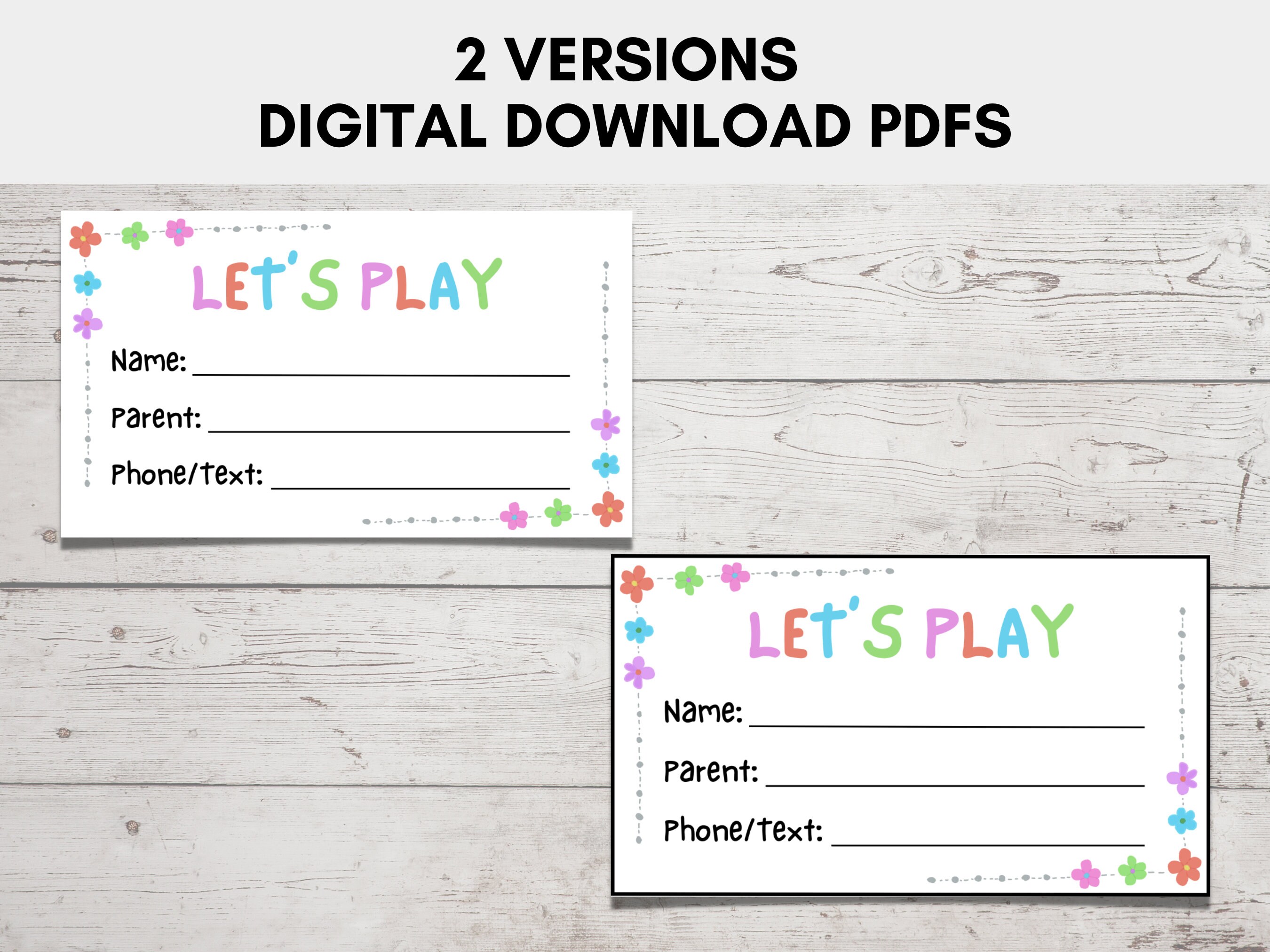 Playdate Cards Printable Playdate Cards for Kids Play Date - Etsy