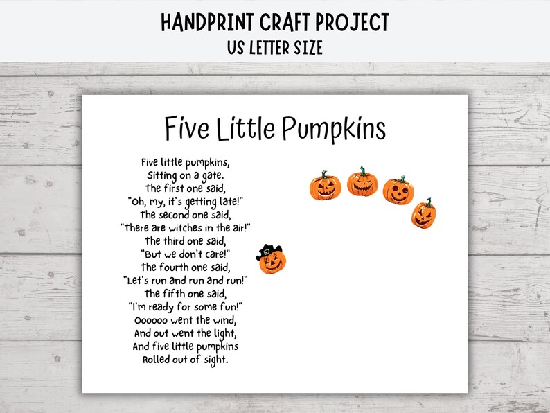 Five Little Pumpkins Handprint Craft, Happy Halloween Handprint Art ...