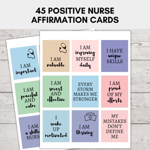 Affirmationskarten für Krankenschwestern, positive Worte der Ermutigung für Krankenschwestern, Motivationszitate für Krankenschwestern, tägliche Krankenschwester Affirmationen zum Ausdrucken Bild 1