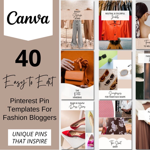 Pinterest Templates Fashion, Fashion Blogger Pinterest Templates, Fashion Blog Pinterest Marketing, Editable Pinterest Pins, Blogger Fashion