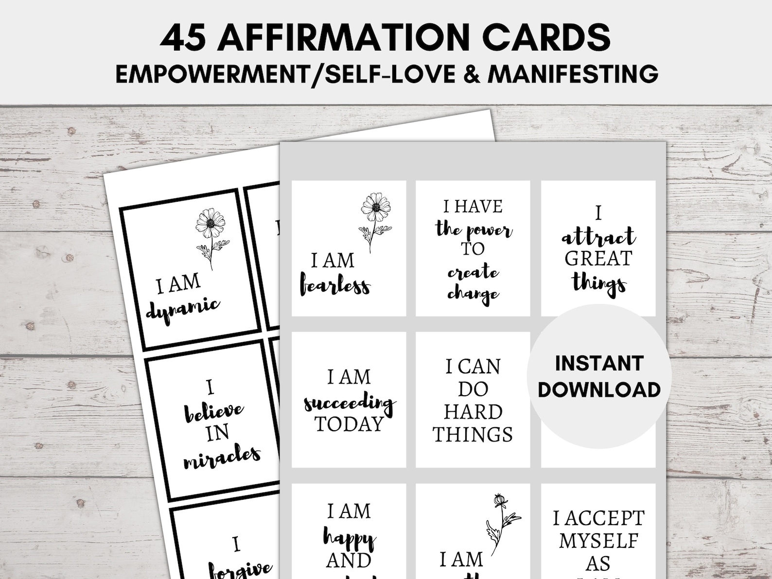 Positive Affirmation Cards Printable, Daily Affirmation Cards, Self ...