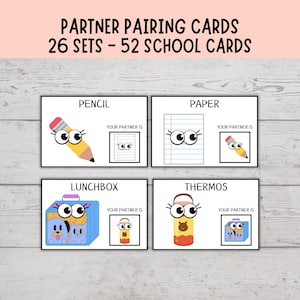 Partner Pairing Cards, Classroom Partner Cards, Pairing Cards, Back To School Partner Pairing, SCHOOL CARDS
