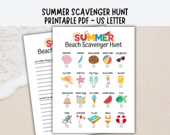 Beach Scavenger Hunt for Kids, Summer Treasure Hunt Game, Outdoor Kids Activity, Fun Beach Game, Summer Games for Kids