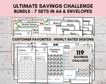 Savings Challenge Printable, Ultimate Savings Challenge Bundle, Mini Savings Challenge, A6 Mini Trackers, Money Saving Challenge, Set Of 119