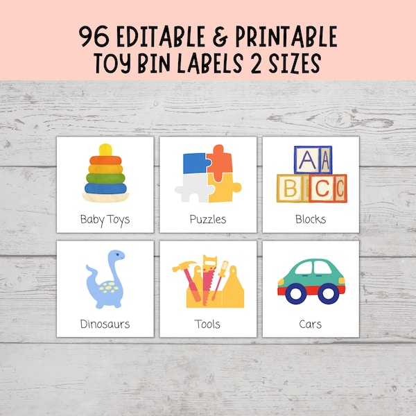 Toy Bin Labels, EDITABLE & PRINTABLE Toy Bin Storage Labels, Visual Pictures Download, Montessori, Homeschool Pre-K Classroom Organization