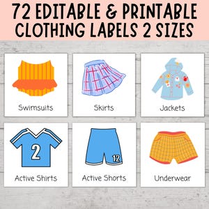 Kids Dresser Labels, EDITABLE & PRITNTABLE Closet Storage Labels, Visual Pictures Montessori Bedroom Custom Organization, Clothing Labels