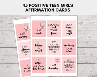 Affirmationskarten für Teenager, Positive Affirmationskarten für Mädchen im Teenageralter, psychische Gesundheit von Teenagern, druckbare Karten, positive Zitate für Teenager