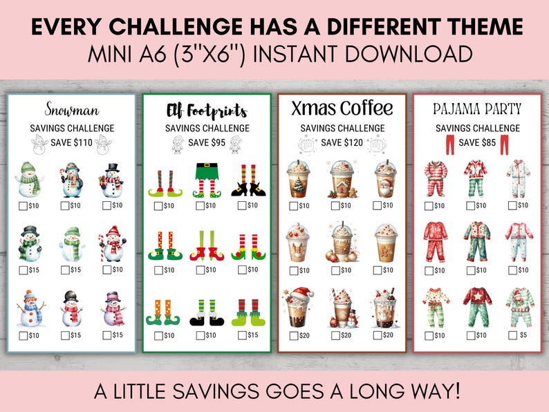 Mini Savings Challenge, CHRISTMAS Low Income Savings Challenge, A6 Saving Trackers, Budget Finance Planner, Savings Challenge Bundle of 12 image 4