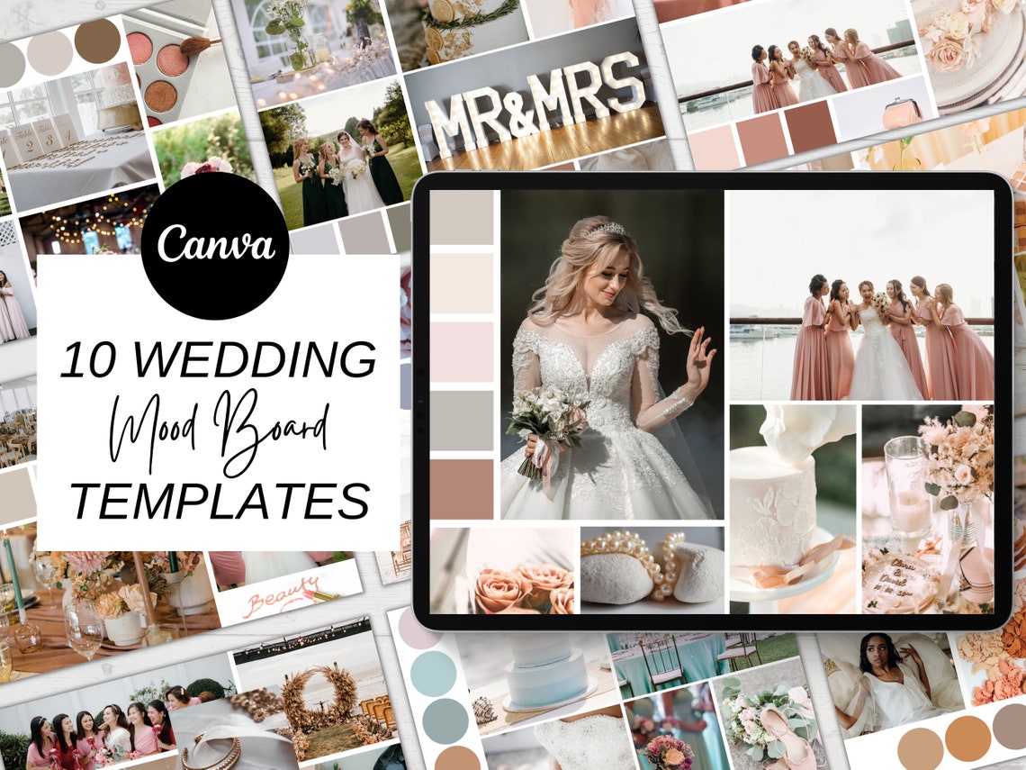 Wedding Mood Board Template Mood Board Templates Canva - Etsy