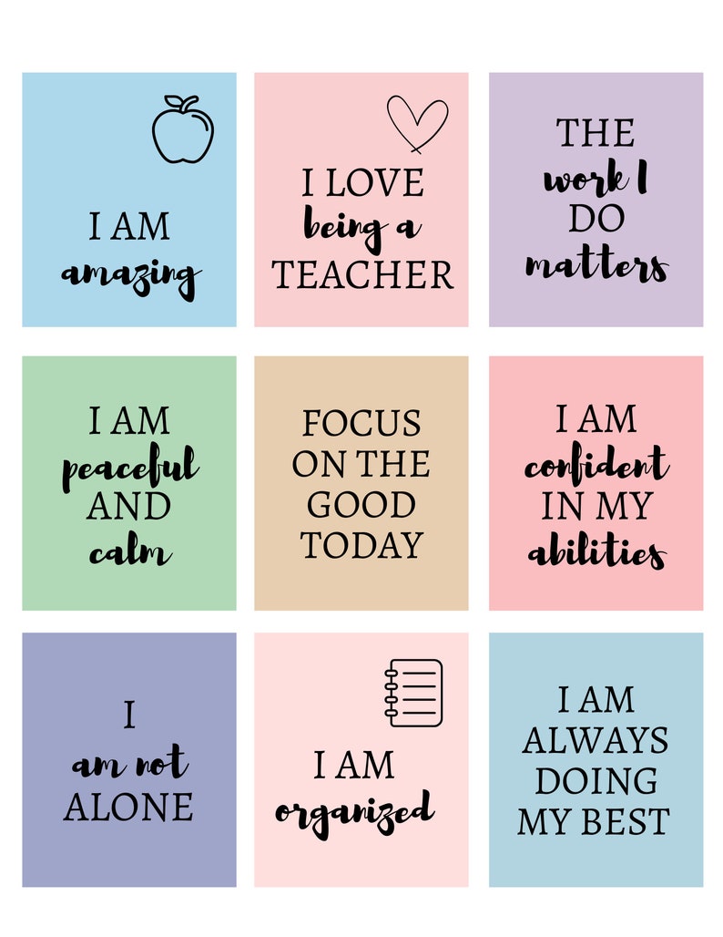 Teacher Affirmation Cards, Positive Words of Encouragement for Teachers ...