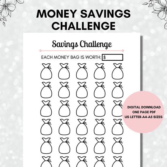 30 Day Challenge Printable to Save Money No Spend Money - Etsy