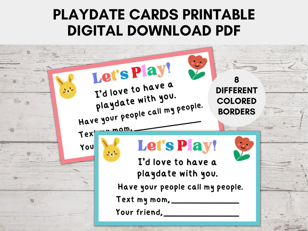 Playdate Cards Printable Playdate Cards for Kids Play Date - Etsy